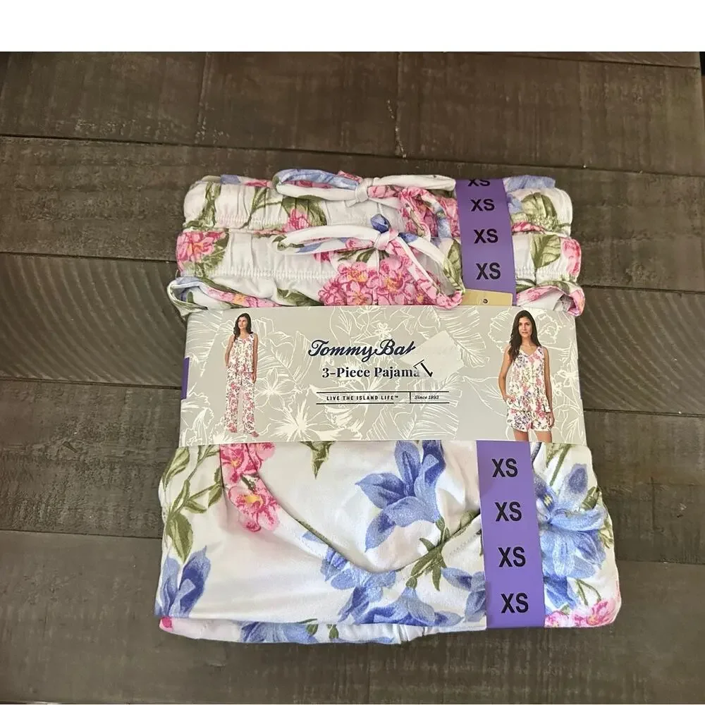 NWT Tommy Bahama 3pc Pajama Set XS Tank Pants Shorts